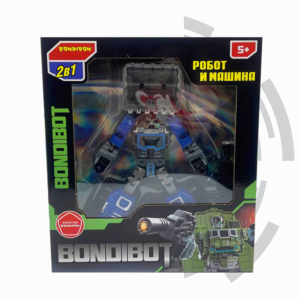 Трансформер 2в1 BONDIBOT Bondibon робот-строит. техника, экскаватор-погрузчик, цвет синий, ВОХ 23,5х26,5х8 см.