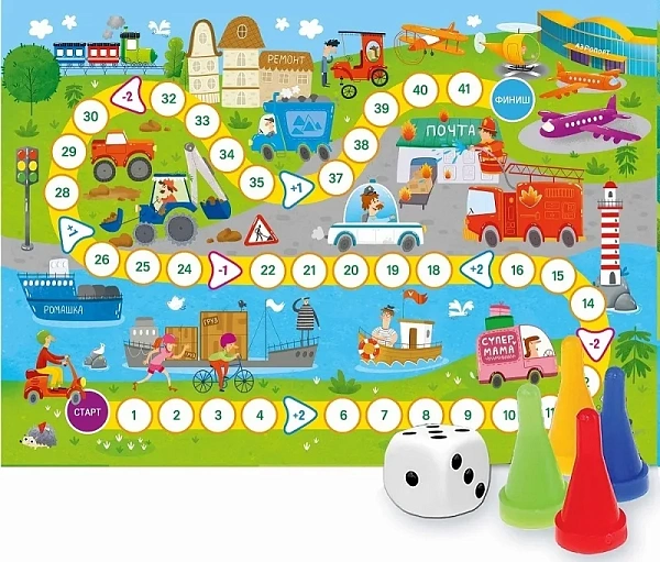 Игра настольная (ходилка) Транспорт. 42х29,7 ГЕОДОМ 