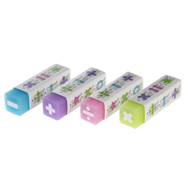 Ластик Hatber "2x2", прямоугольный, PVC, ассорти