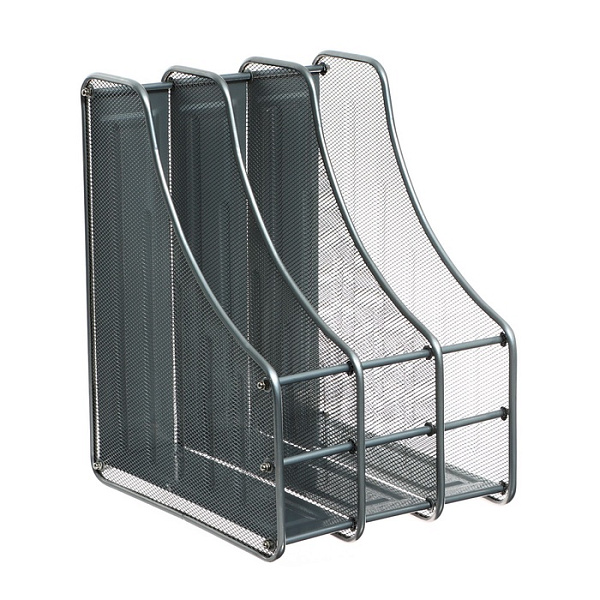 Лоток вертикальный для бумаг INDEX, 3 отделения, сетка, металл, 150*280*354, серый