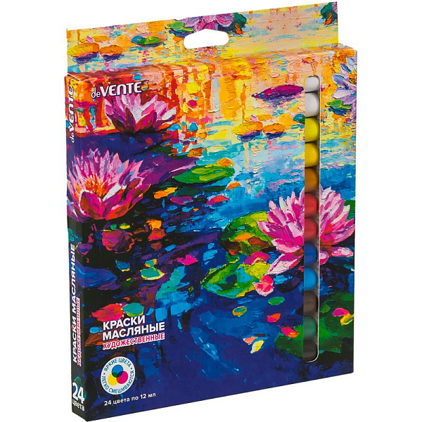 Масло "deVENTE" 24 цвета по 12 мл, в алюминиевых тубах, в картонной коробке