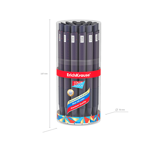 Ручка шариковая автомат. 0,7 мм ErichKrause ColorTouch Matic&Grip Dots in Blue СИНЯЯ