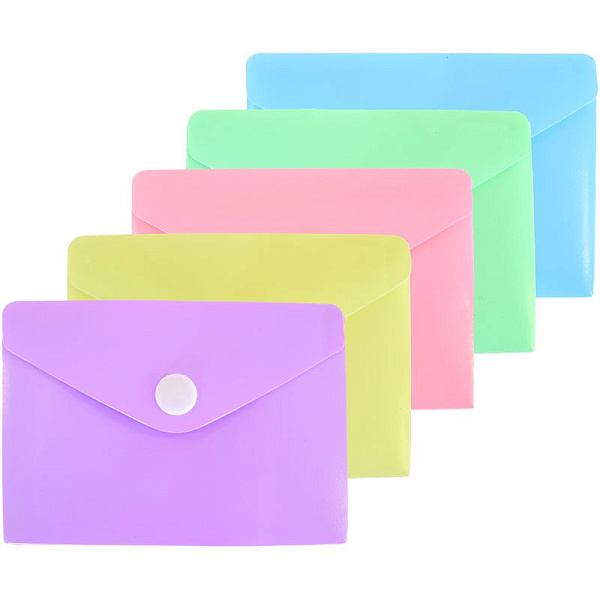 Папка-конверт на кн. А7 "deVENTE. Pastel" 180 мкм, непрозрачная, 5 пастельных уветов ассорти (105x74 мм) 