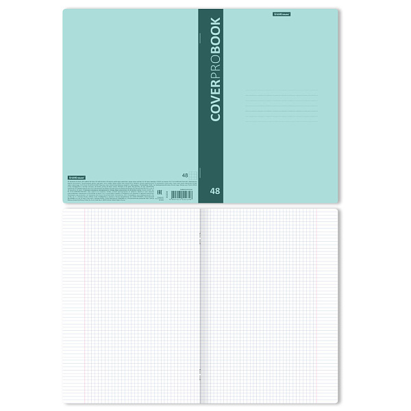 Тетрадь А4 48 л. кл. Пластиковая обложка ErichKrause CoverProBook Pastel, мятный,