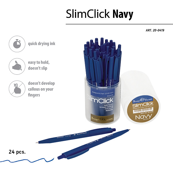 Ручка шариковая автомат. 0,5 мм "SlimClick.NAVY" СИНЯЯ