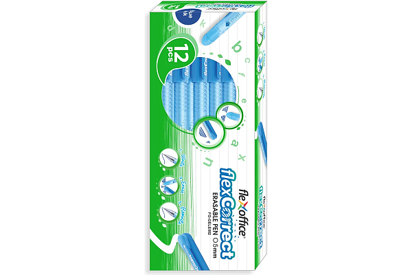 Ручка гелевая 0,5 мм Flexoffice, СИНЯЯ, пиши-стирай с ластиком