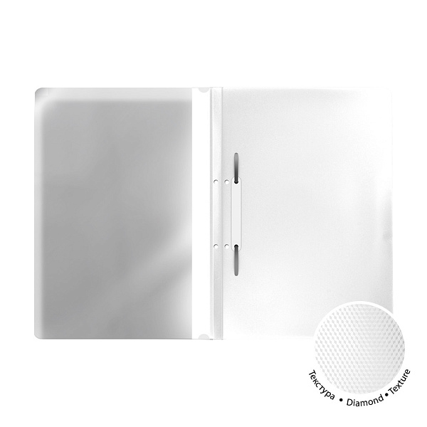 Скоросшиватель А4  ErichKrause® Diamond Total White, Белый с перфорацией пластик.