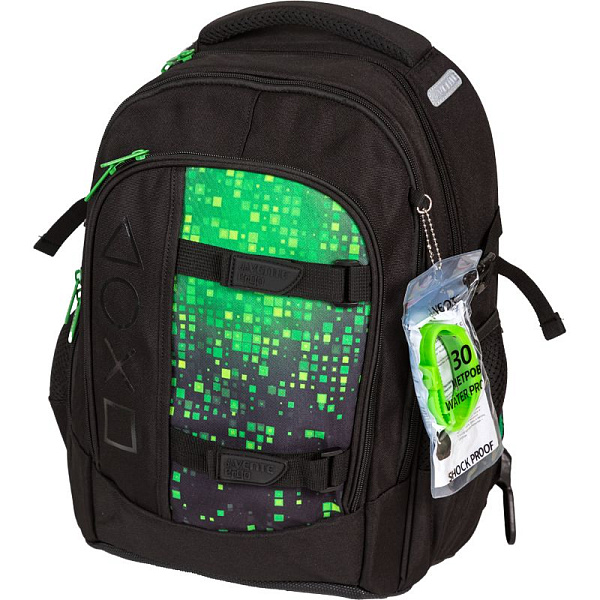 Рюкзак "deVENTE. Ergo. Game" школьный 39x28x20 см (18 л) 600 г, 2 отделения на молнии, одно с уплотненным отделением для ноутбука до 15 дюймов и книг и карманом для учебников, второе с органайзером и карабином для ключей, передний карман на молнии с 