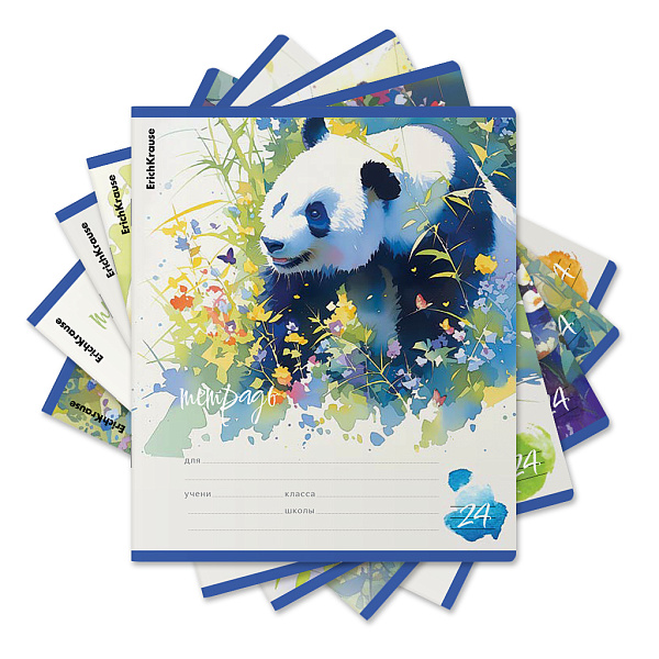 Тетрадь 24 л. кл. "Flower Panda" ErichKrause  (в плёнке по 10 шт.)_MIX-PACK