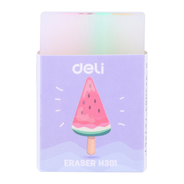 Ластик Deli прямоугольный 38х25х17мм ассорти индивидуальная картонная упаковка