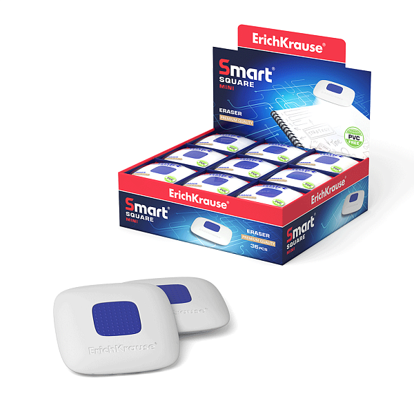 Ластик с пластиковым держателем ErichKrause® Smart Mini Square (в пакете с европодвесом)