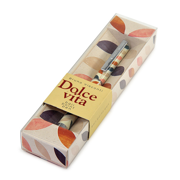 Ручка шарик. 0,7 мм "DOLCE VITA. Лепестки. Винтаж."  метал. кор. СИНЯЯ 