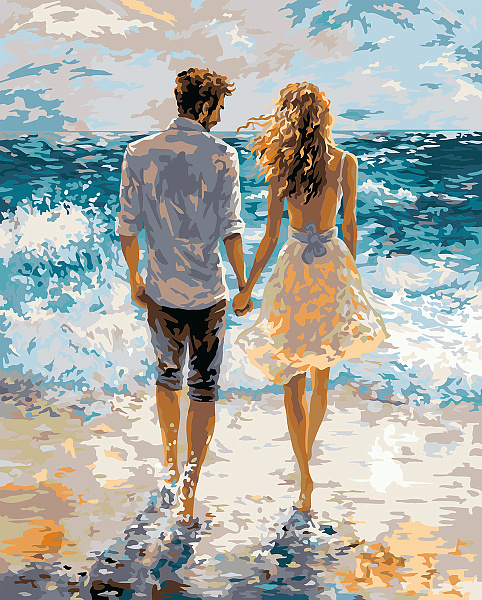 Картина по номерам 50*40 "В брызгах волн" "ФРЕЯ"