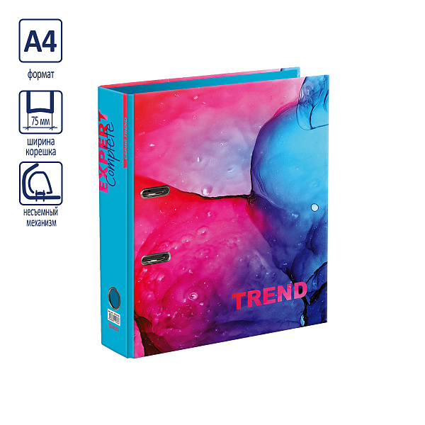 Папка-регистратор 75 мм ламинир. "Expert Complete" "Marbling" Trend A4 арочный механ. глянцевый бирюзовый EC751701