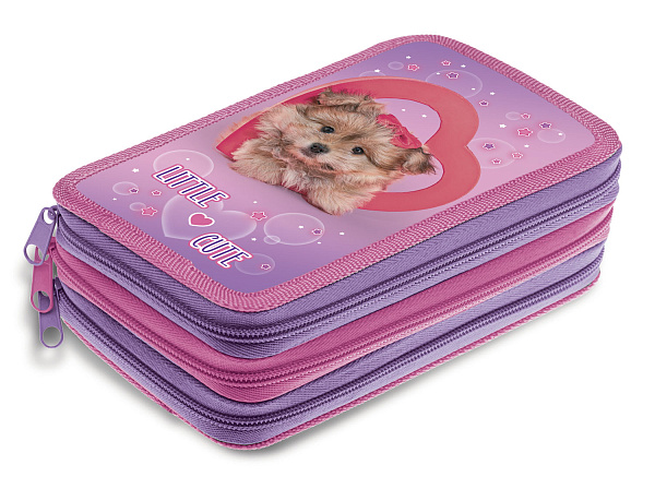 Пенал 3секц. д/дев. 190*110 Hatber "Пушистый друг" на молнии глянц. ламин. с табл.умножения