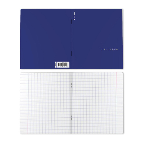 Тетрадь 48 листов в клетку "Simple Color", синий, ламинация soft-touch+выборочный УФ-лак ErichKrause 