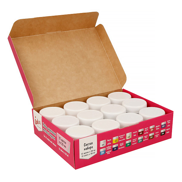 Акрил 12 цв. 20 мл. "VISTA-ARTISTA" idea для декора матовая, набор