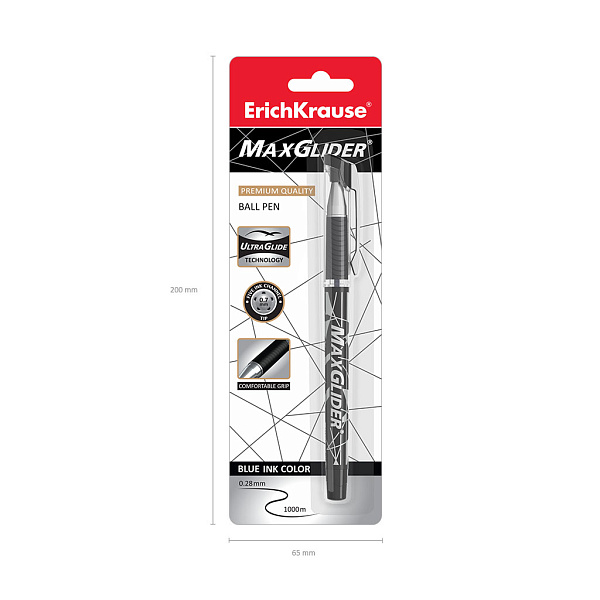 Ручка шариковая ErichKrause® MaxGlider®, Ultra Glide Technology, цвет  чернил черный (в блистере по 1 шт.)