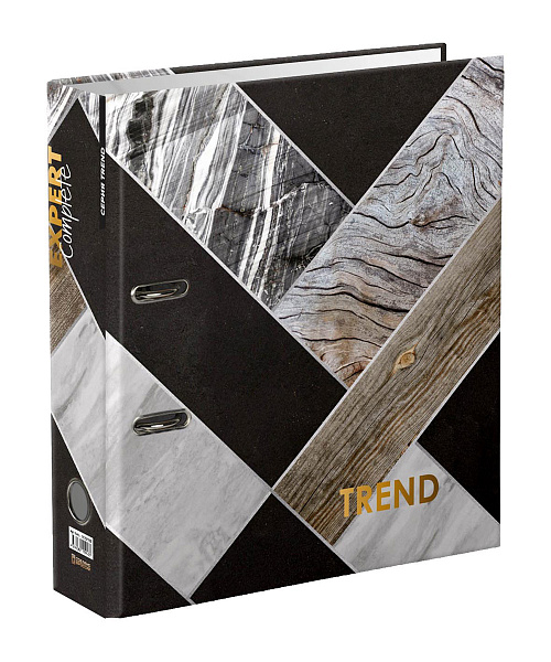 Папка-регистратор 75 мм ламинир. "Expert Complete" "Wood&Stone" Trend A4 арочный механ. глянцевый гранит