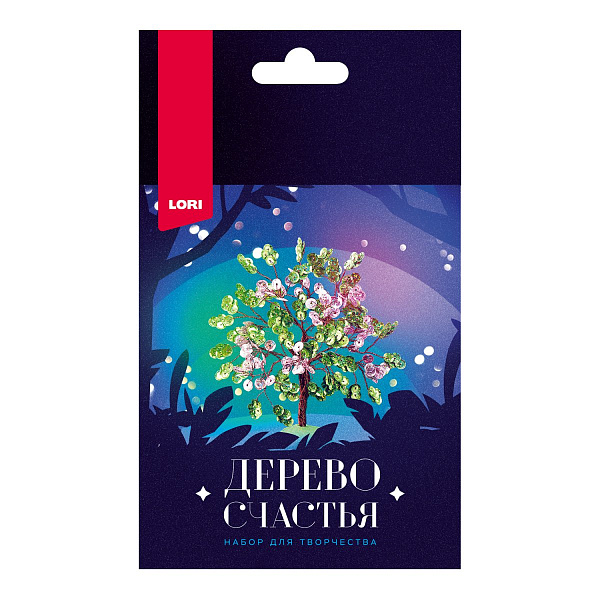 Набор для плетения из бисера и пайеток "Дерево счастья " Сирень