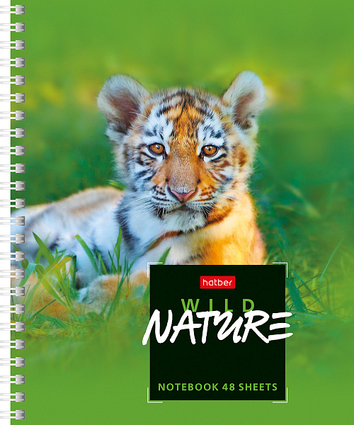 Тетрадь 48 л. кл. на гребне "Wild Nature" 4 диз. в блоке