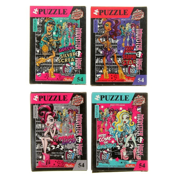 Пазлы 54 эл. 130*175мм "Школа Монстров"(Monster High) 4 дизайна