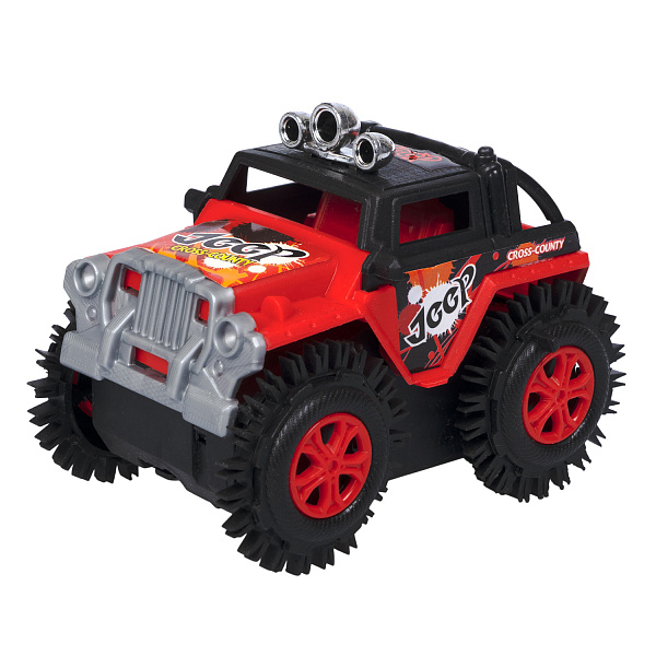 Пласт. джип- перевёртыш 4WD на батарейках, Bondibon "Парк Техники", ВОХ 11х8х8,5 см, цвет красный, арт.M11-D.