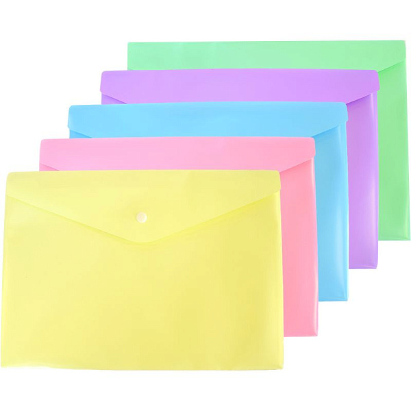 Папка-конверт на кн. А4 "deVENTE. Pastel" 180 мкм, непрозрачная, 5 пастельных уветов ассорти