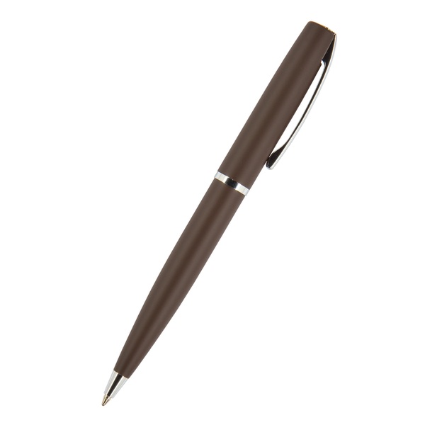 Ручка "SIENNA" в тубусе круглой формы 1,0 ММ, СИНЯЯ  (корпус коричневый, футляр черный)