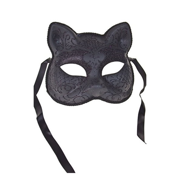 Маска карнавальная для взрослых(Блестящая кошка)пласт,чёрн