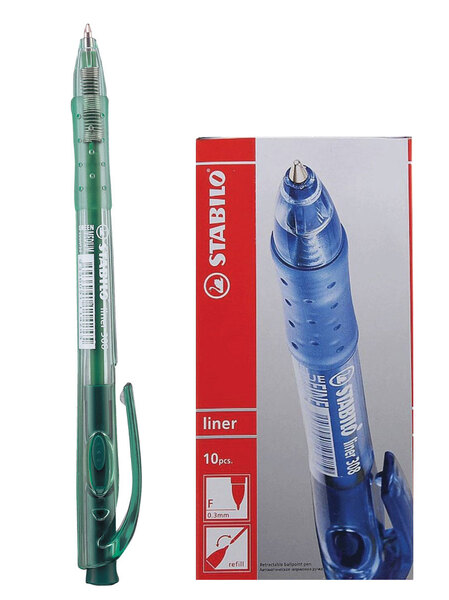 Ручка шариковая автомат. 0,5 мм "Stabilo Liner" зеленая