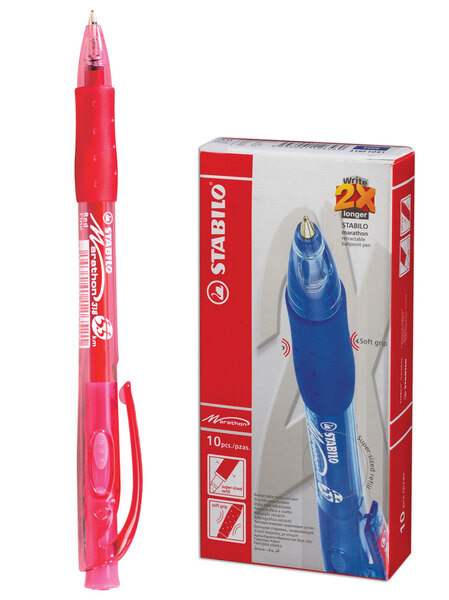 Ручка шариковая автомат. 0,5 мм "Stabilo Marathon" красная
