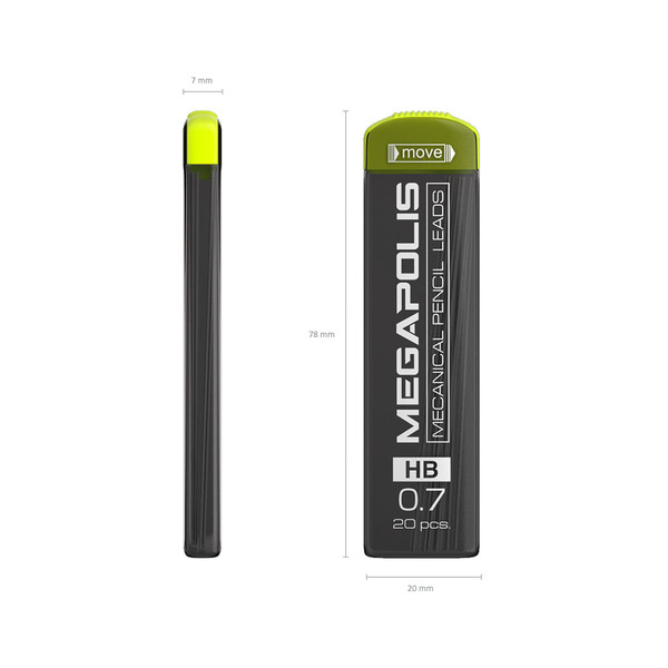 Грифели 0,7 мм ErichKrause® MEGAPOLIS® Concept для механических карандашей (в футляре по 20 шт.)