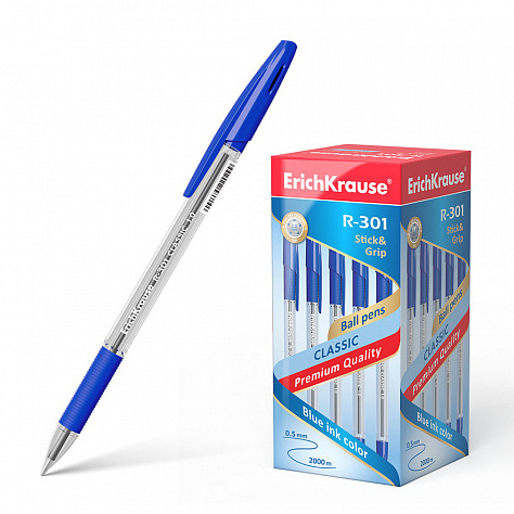 Ручка шариковая R-301 GRIP синяя