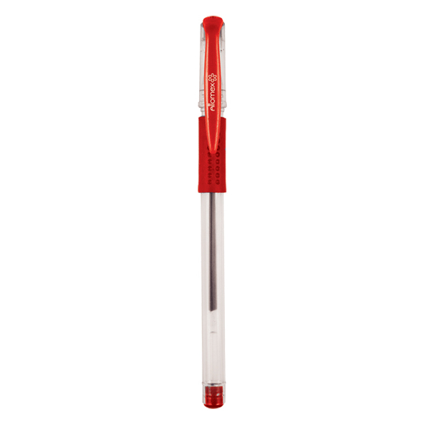 Ручка гелевая 0,5 мм "Attomex", прозрачный корпус с держателем, КРАСНАЯ