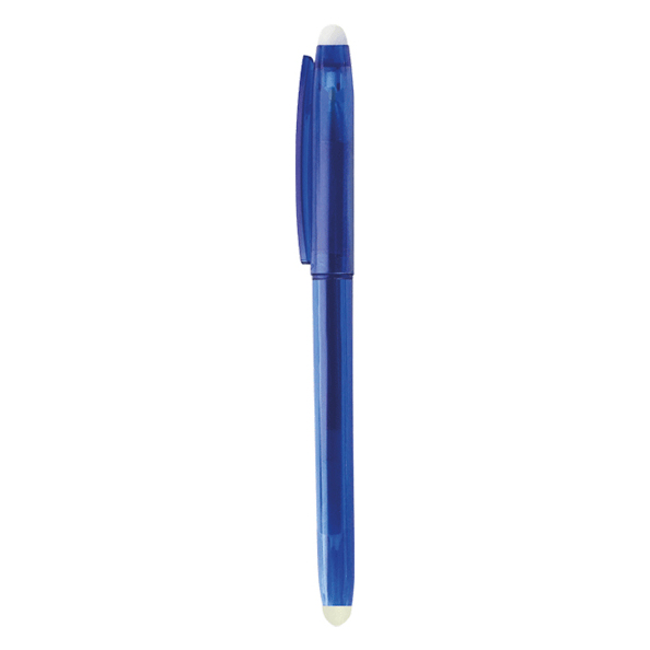 Ручка гелевая 0,7 мм стираемая "deVENTE" синяя, полупрозрачный синий корпус, с каучуковым держателем