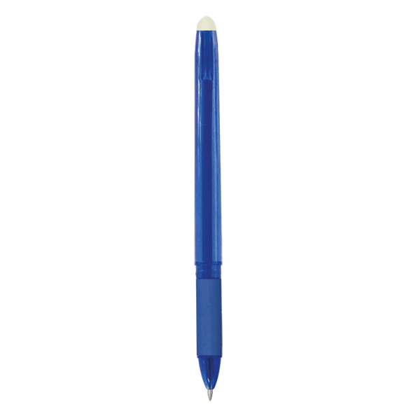Ручка гелевая 0,7 мм стираемая "deVENTE" синяя, полупрозрачный синий корпус, с каучуковым держателем