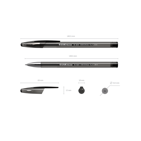 Ручка гелевая 0,5 мм ErichKrause® R-301 "ORIGINAL Gel" черная