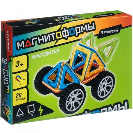 Магнитный конструктор МАГНИТОФОРМЫ Bondibon, набор "машина", 20 дет., ВОХ , арт. JH8878.
