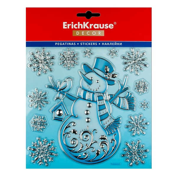 Набор наклеек ErichKrause® Decor Снеговик серебряный 18х23см