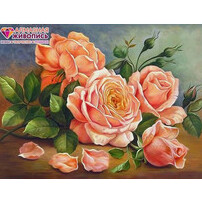 Алмазная мозаика 40*30 "Ароматные розы"