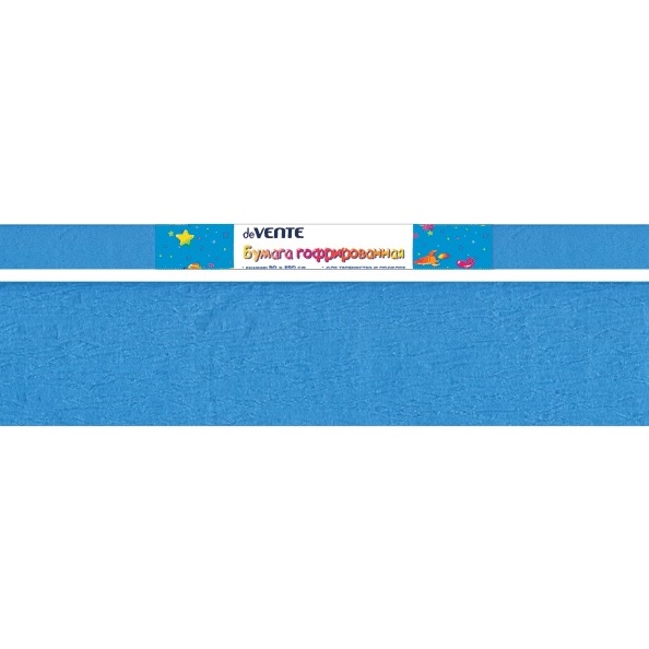 Бумага гофрированная (креповая) "deVENTE" 22 г/м2, 50x250 см в рулоне, голубая неоновая