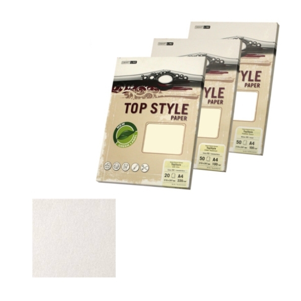 Дизайнерская бумага TOP STULE лен (fine linen), ф А4 100 г/м2, белый