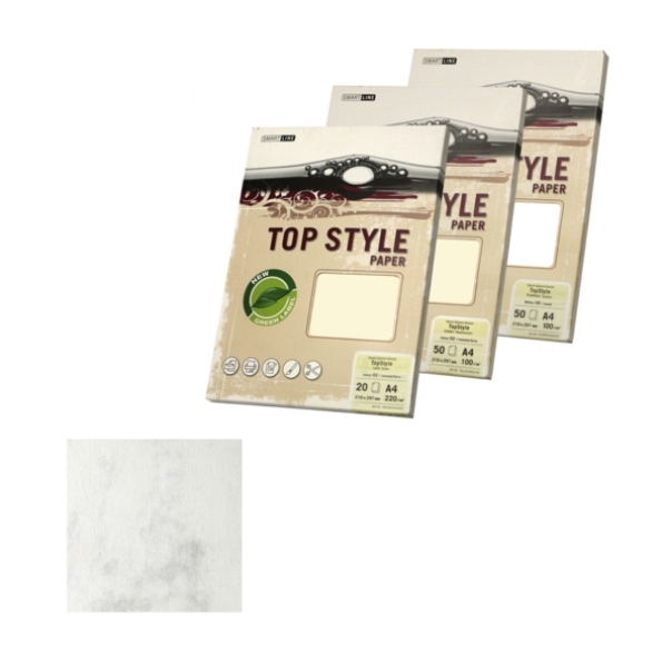 Дизайнерская бумага TOP STULE мрамор (marmor), ф A 4,200 г/м2, белый, перламутр 20 шт.