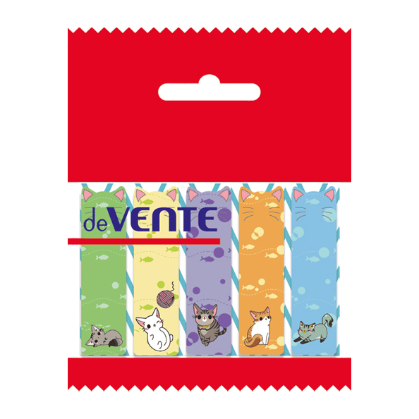 Закладки бумажные "deVENTE. Кошки" 44x12 мм, 5x20 листов, 5 дизайнов