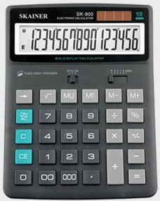 Калькулятор 16 разр., SKAINER 2-е питание, функц.быстр.ввода,перекл.режима округл и запятой