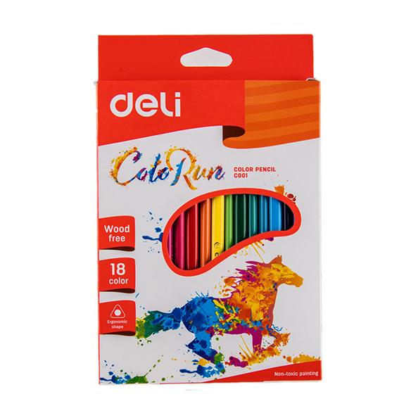 Карандаши 18 цв. Deli ColoRun трехгран. пластик, коробка/европод.