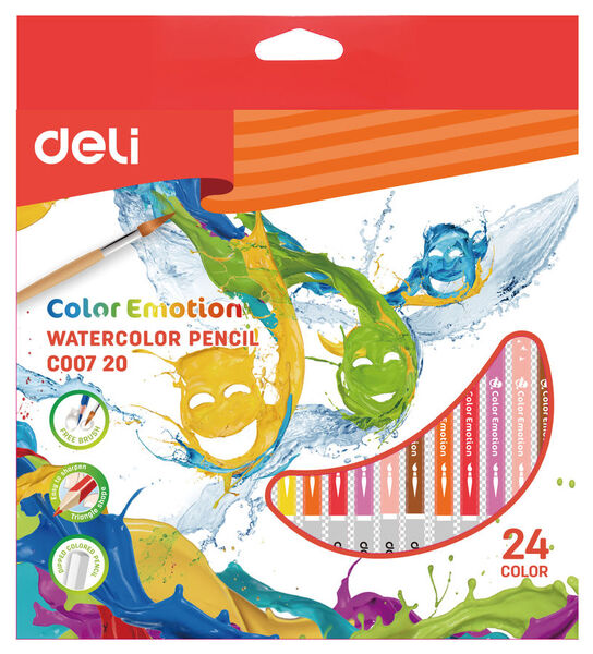Карандаши 24 цв. акварельные Deli Color Emotion липа коробка/европод.