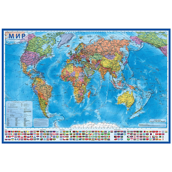 Карта Мир Политический Интерактивная 1:28М 118*80  (с ламинацией)