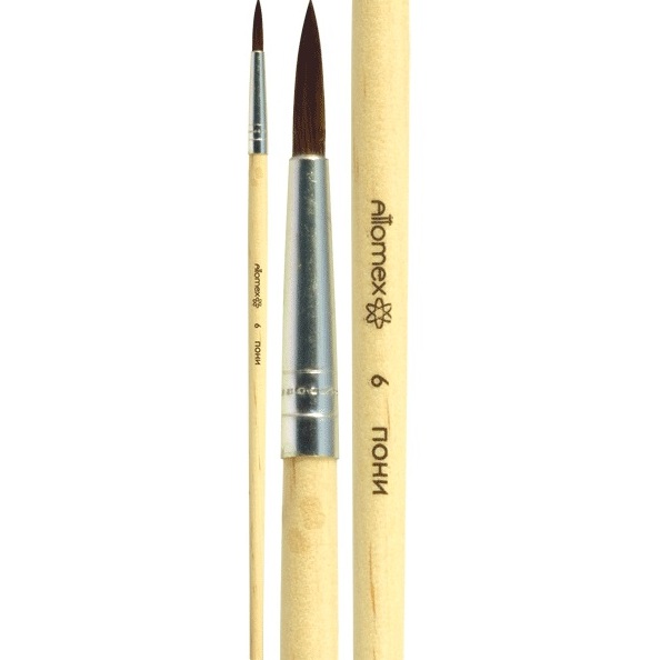 Кисть пони круглая № 6 "Attomex" деревянная ручка